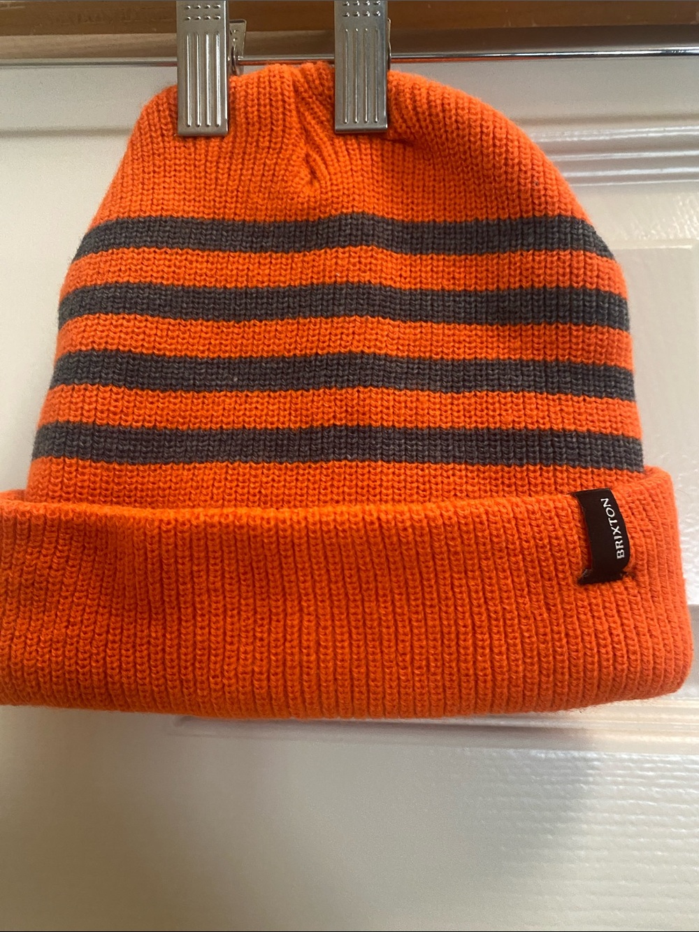 Brixton Kids Orange & Gray Striped Cuffed Beanie